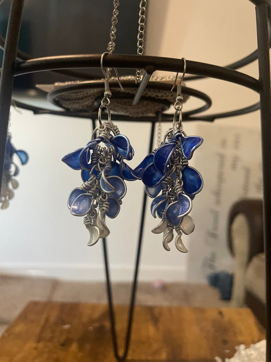 Petal Cascade Earrings – Handmade Resin Flower Dangles with 23 Petals (Custom Colors Available)