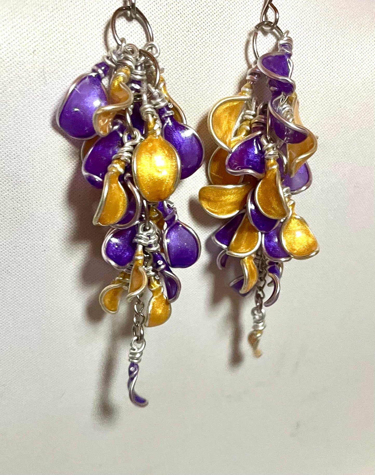 Petal Cascade Earrings – Handmade Resin Flower Dangles with 23 Petals (Custom Colors Available)