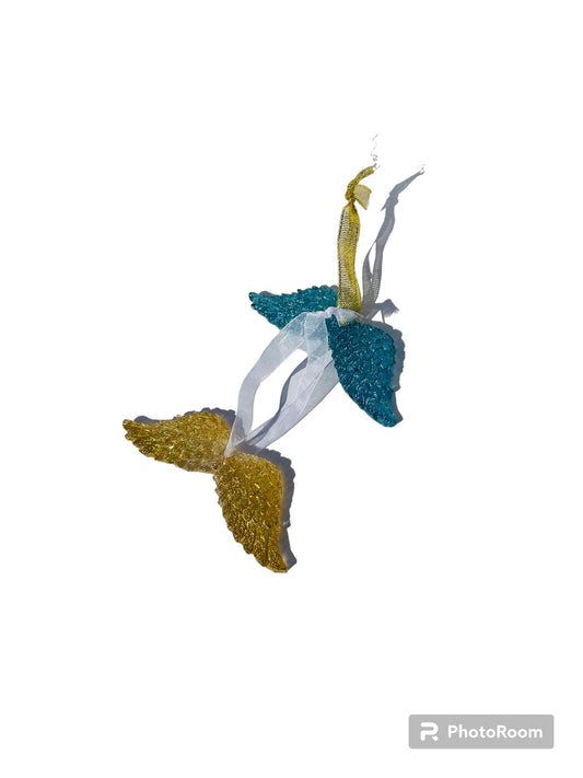 Personalised Resin Angel Wing Memorial Decoration – Christmas Keepsake with Ashes or Hair