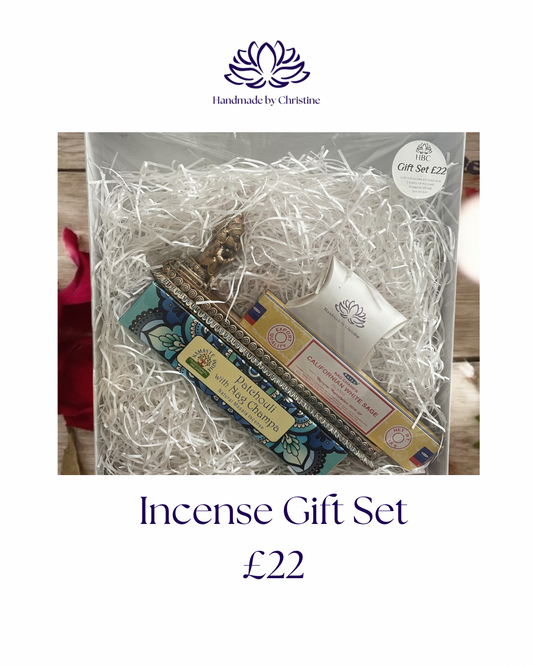Ganesh Incense Gift Set with Soapstone Ash Catcher, 2 Satya Incense Packs & Tumbled Stone Lucky Dip