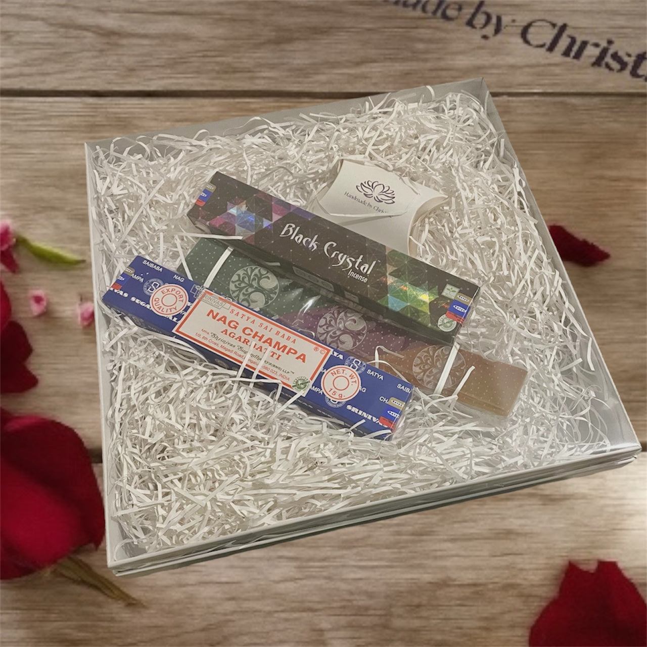 Incense Gift Set with Soapstone Ash Catcher, 2 Satya Incense Packs & Tumbled Stone Lucky Dip