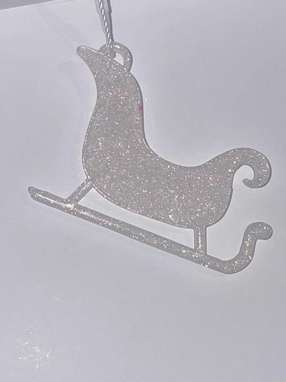 Handmade Druzy Resin Christmas Ornament - Sleigh – Custom Colours Available