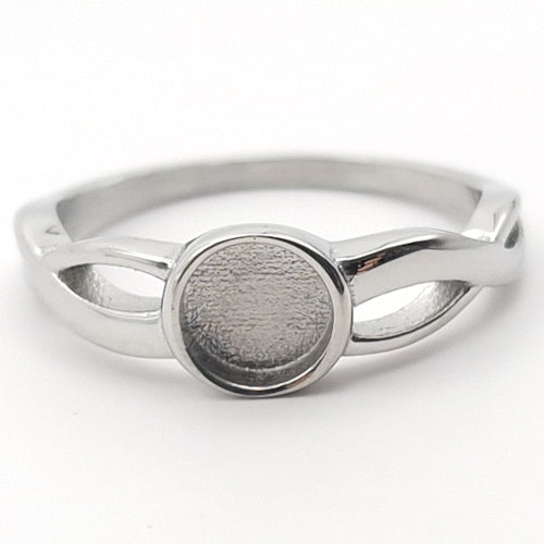 Stainless Steel Circle Cross band Ring