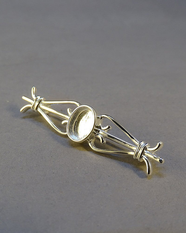 Solid Sterling Silver Bar Brooch – Premium Quality Setting for Custom Keepsakes