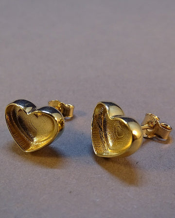 Solid Gold Heart Memorial Stud Earrings – Keepsake Jewellery