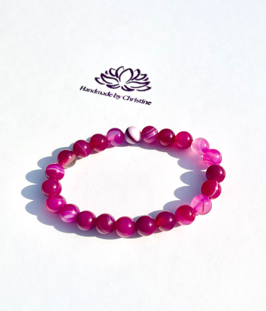 Pink Stripe Agate Bracelet – Curated by Christine