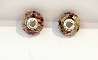 Flower Preservation Pandora-Style Bead | Round or Faceted Resin Charm | Wedding & Memorial Keepsake