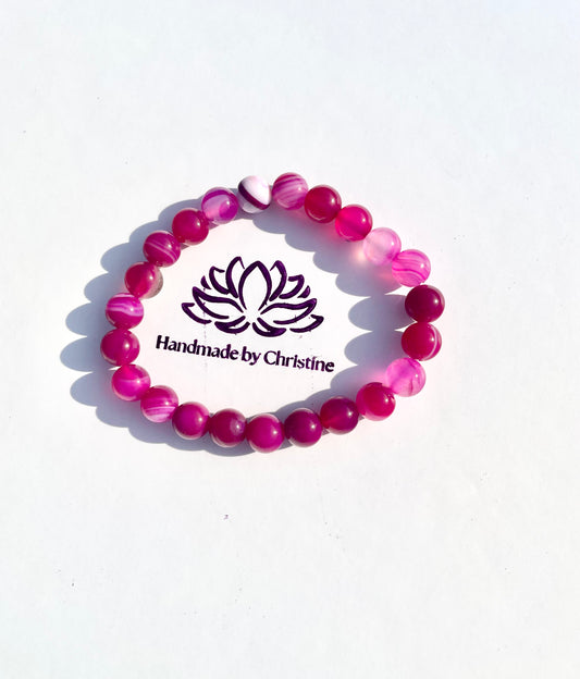 Pink Stripe Agate Bracelet – Curated by Christine