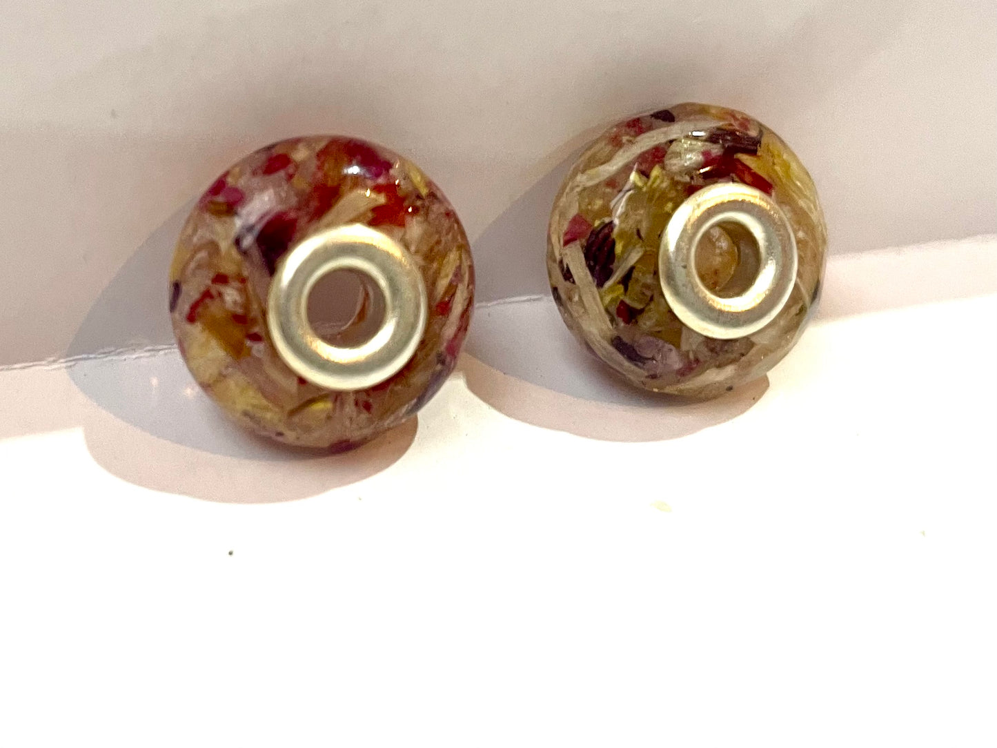 Flower Preservation Pandora-Style Bead | Round or Faceted Resin Charm | Wedding & Memorial Keepsake
