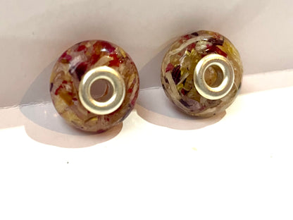 Flower Preservation Pandora-Style Bead | Round or Faceted Resin Charm | Wedding & Memorial Keepsake