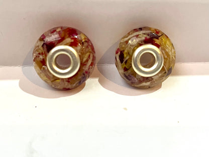 Flower Preservation Pandora-Style Bead | Round or Faceted Resin Charm | Wedding & Memorial Keepsake