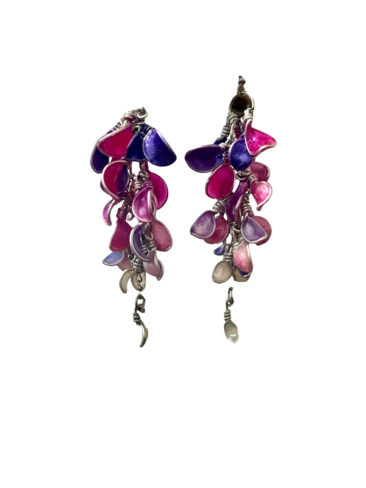 Handmade Petal Cascade resin dangle earrings, alternate colourway, by Handmade by Christine