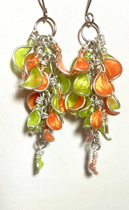 Handmade Petal Cascade resin dangle earrings, alternate colourway, by Handmade by Christine