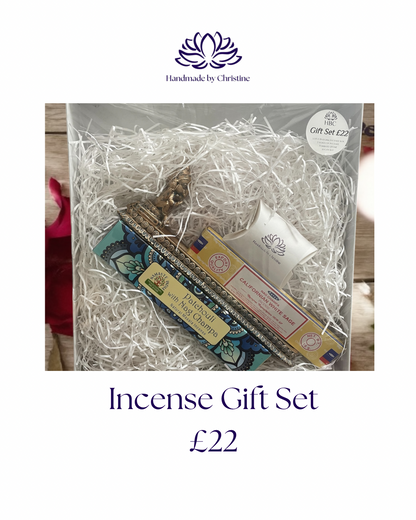 Ganesh Incense Gift Set with Soapstone Ash Catcher, 2 Satya Incense Packs & Tumbled Stone Lucky Dip