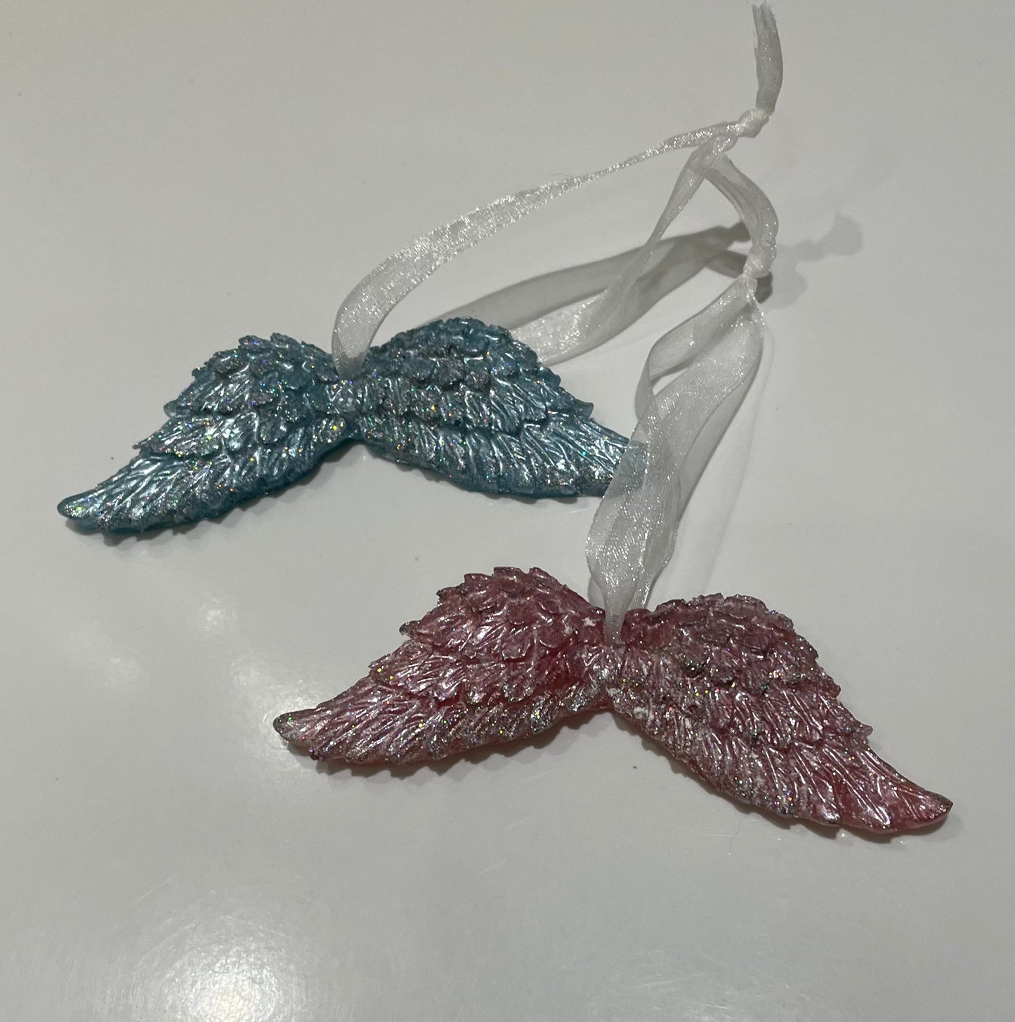 Personalised Resin Angel Wing Memorial Decoration – Christmas Keepsake with Ashes or Hair