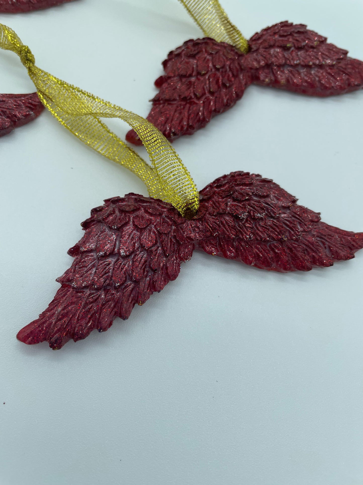 Personalised Resin Angel Wing Memorial Decoration – Christmas Keepsake with Ashes or Hair