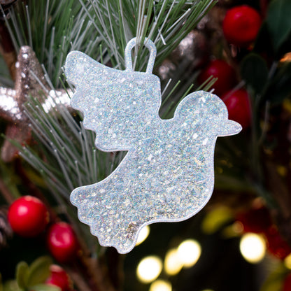 Handmade Druzy Resin Christmas Ornament - Dove Right Facing – Custom Colours Available