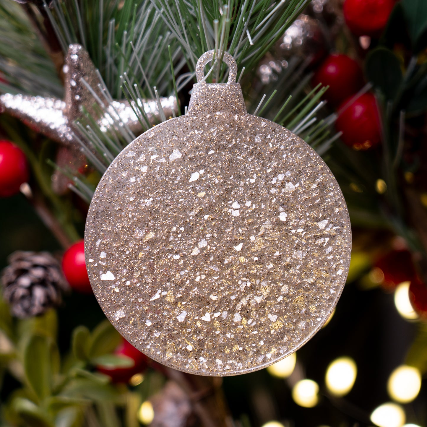 Handmade Druzy Resin Christmas Ornament - Snow Globe Bauble – Custom Colours Available