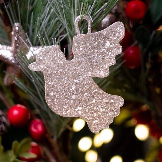 Handmade Druzy Resin Christmas Ornament - Dove Left Facing – Custom Colours Available