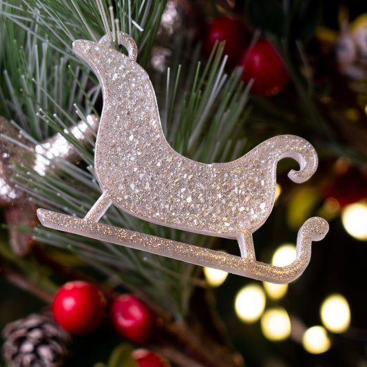 Handmade Druzy Resin Christmas Ornament - Sleigh – Custom Colours Available