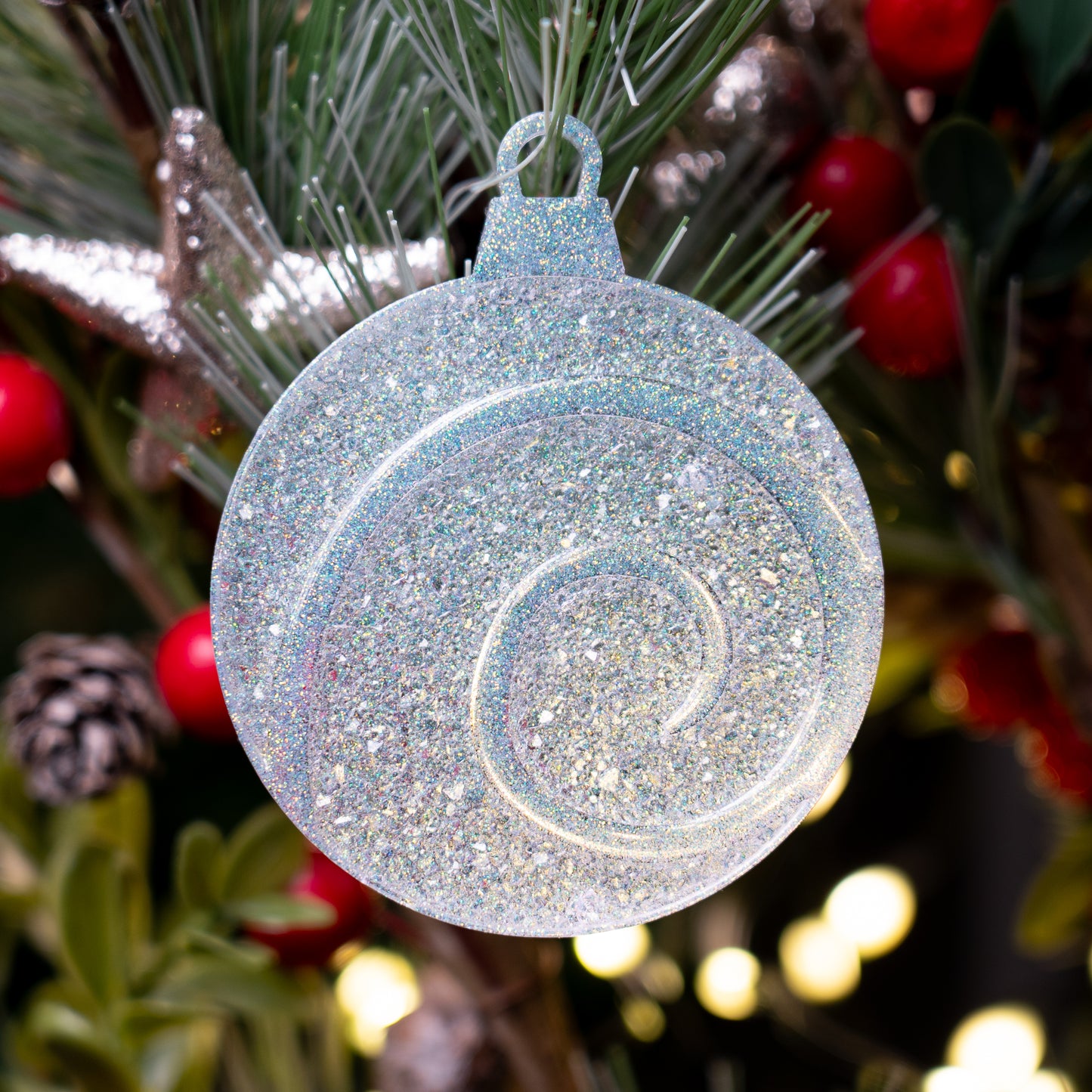 Handmade Druzy Resin Christmas Ornament - Galaxy Bauble – Custom Colours Available
