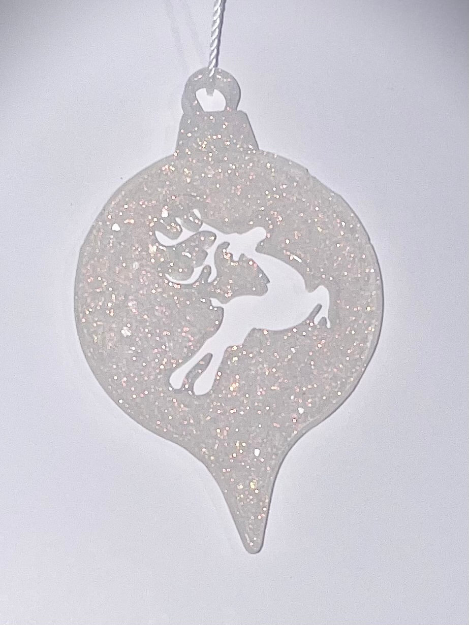 Handmade Druzy Resin Christmas Ornament - Reindeer – Custom Colours Available