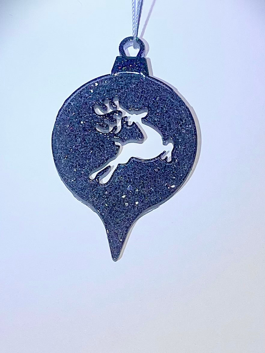 Handmade Druzy Resin Christmas Ornament - Reindeer – Custom Colours Available