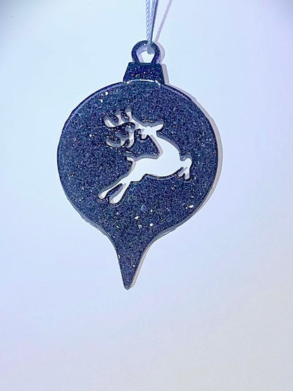 Handmade Druzy Resin Christmas Ornament - Reindeer – Custom Colours Available