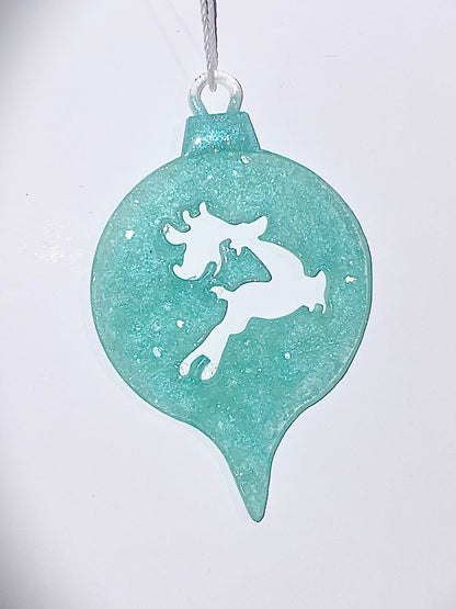 Handmade Druzy Resin Christmas Ornament - Reindeer – Custom Colours Available